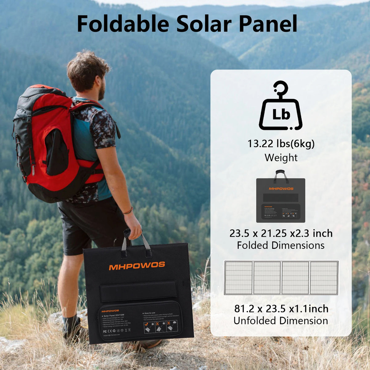 MHPOWOS 220W Foldable Solar Panel Kit for Portable Power Stations