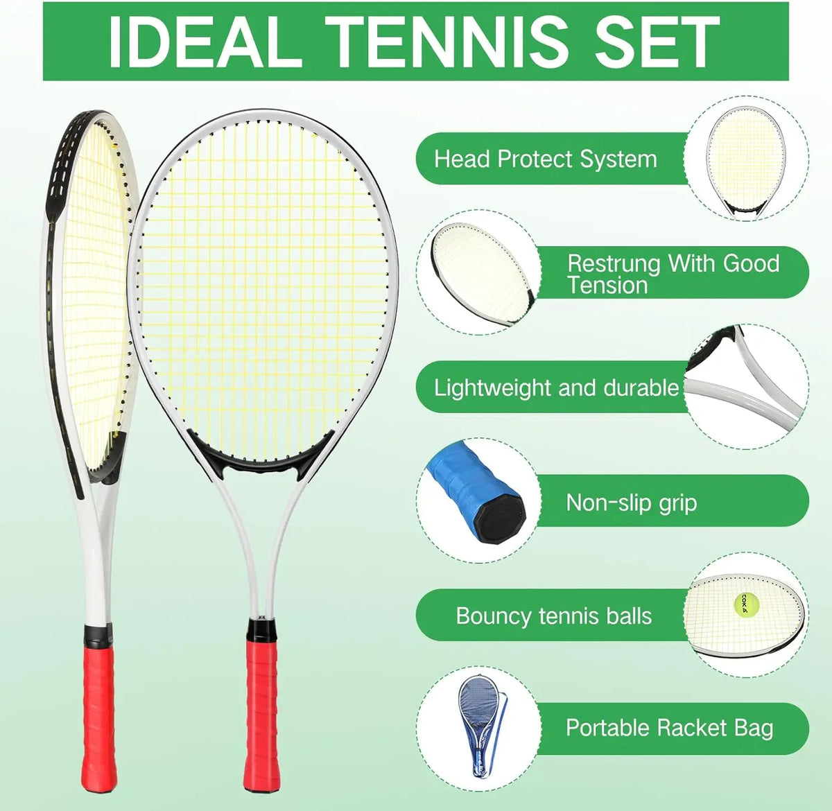YTYIN Six Player Tennis Racket Set With Three Balls Lightweight