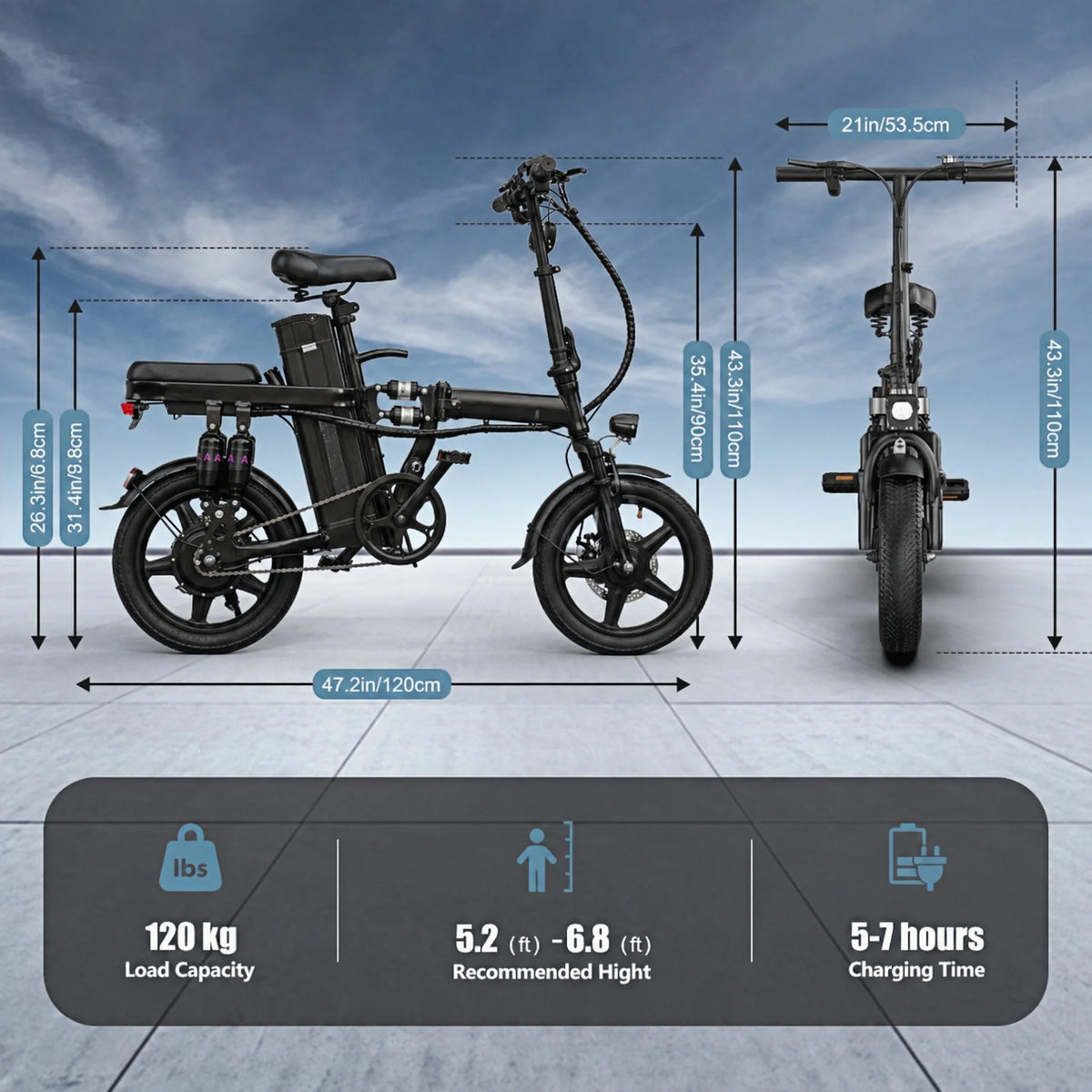 Foldable 500W 48V Adult Electric Bike With Eight Shock Absorbers