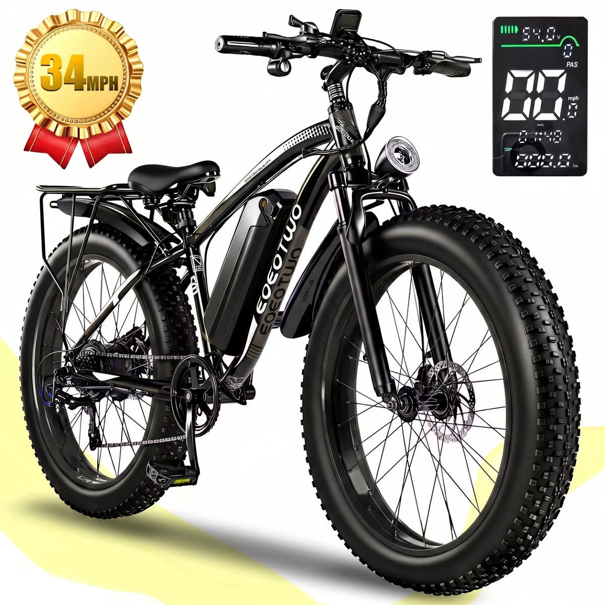 EOEOTWO 1000W Fat Tire Electric Bike With 48V Battery
