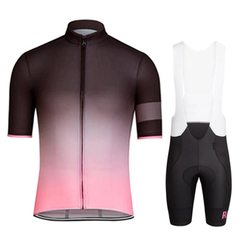 Men's Black Short Sleeve Cycling Jersey Set With GEL Bib Shorts
