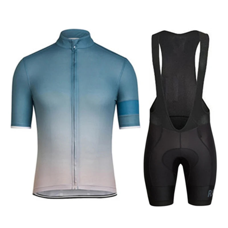 Men's Black Short Sleeve Cycling Jersey Set With GEL Bib Shorts