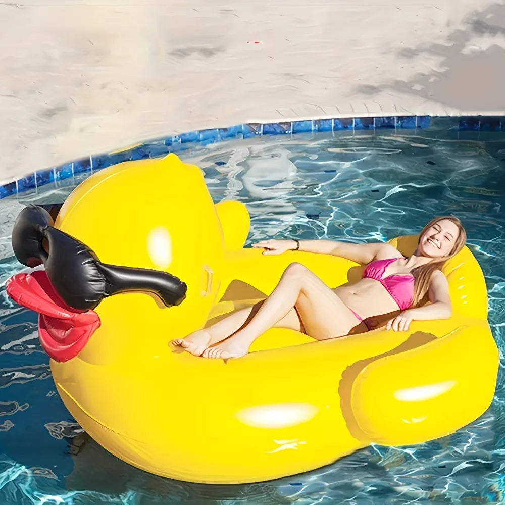 Heavy Duty Anti Rollover Inflatable Yellow Duck Pool Float For Adults