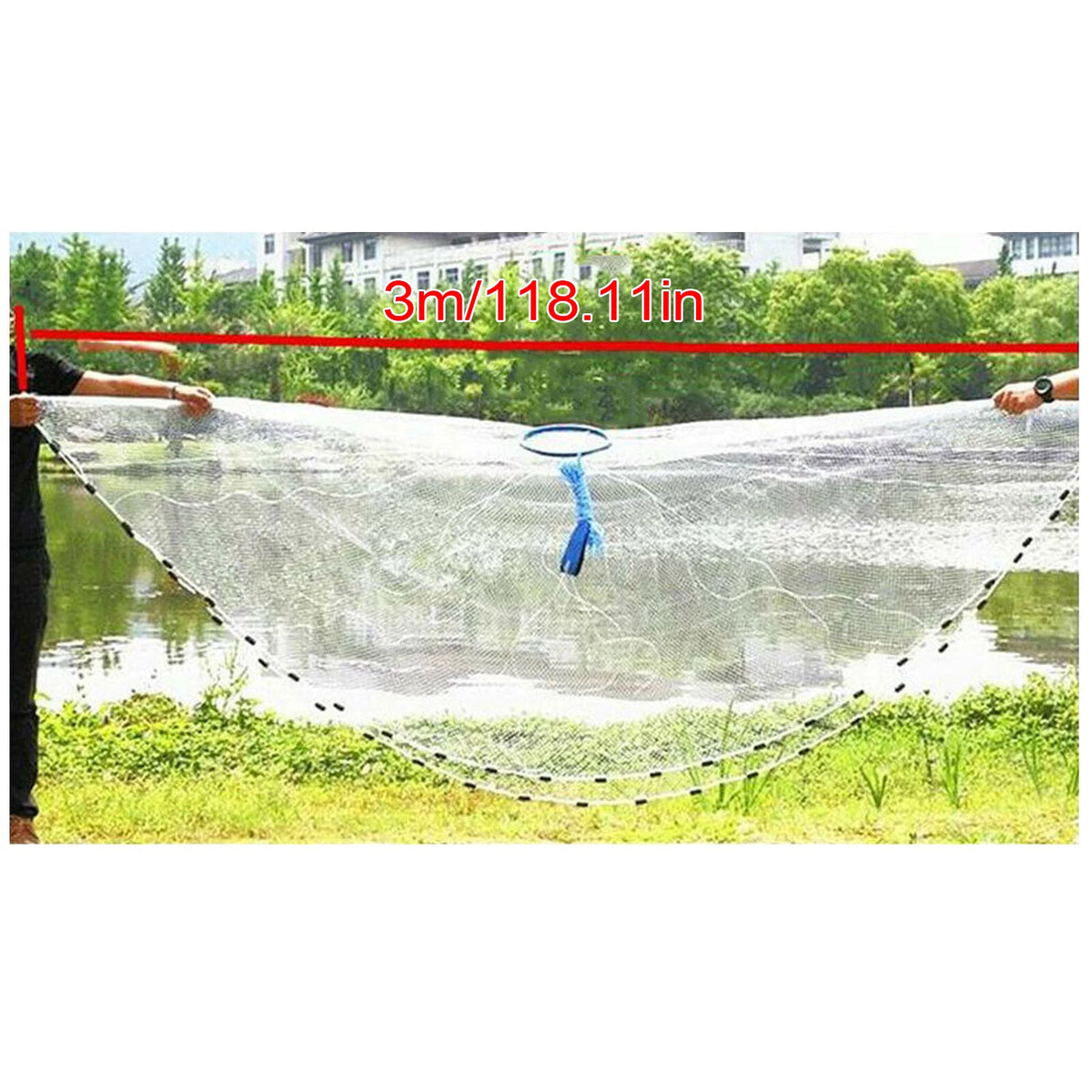Heavy Duty Monofilament Fishing Cast Net With Steel Sinkers