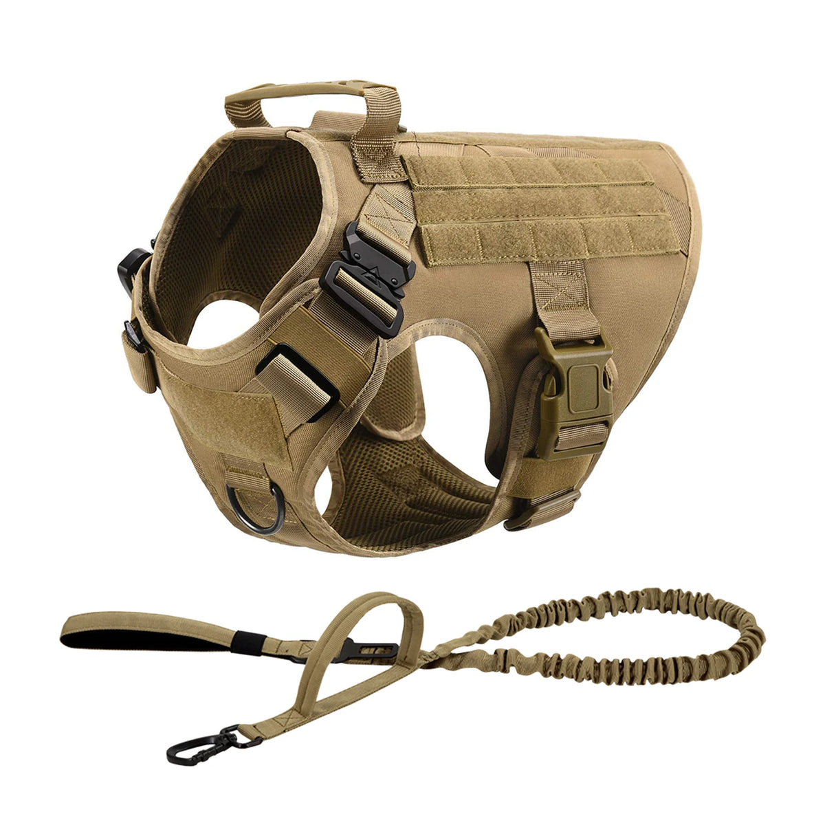 Tactical Padded Dog Harness With Molle Pouches And Quick Release
