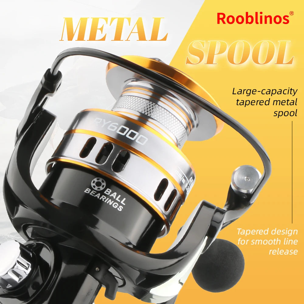 Rooblinos Spinning Fishing Reel With 5.2 Gear Ratio Eva Knob
