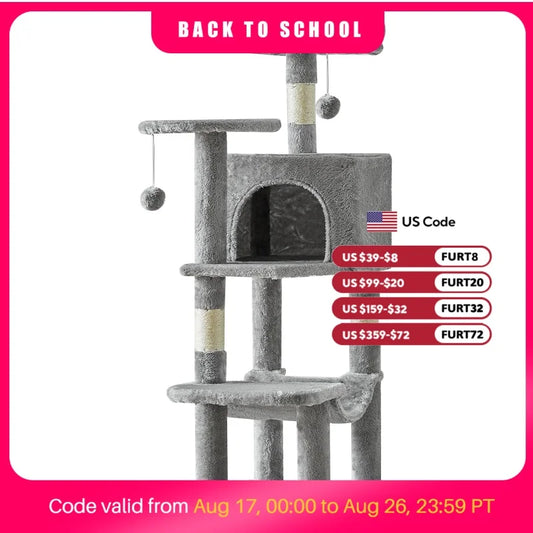 Jhk Sturdy Multi Tier Cat Tree With Sisal Scratching Condo