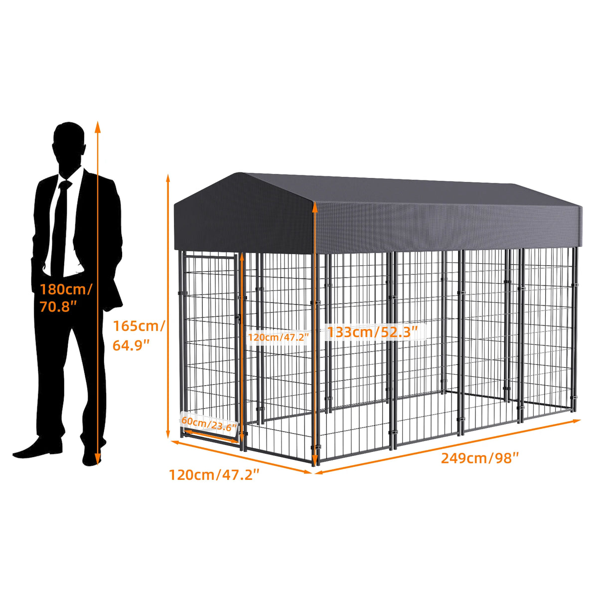 Heavy Duty Metal Dog Kennel With Removable Waterproof Cover