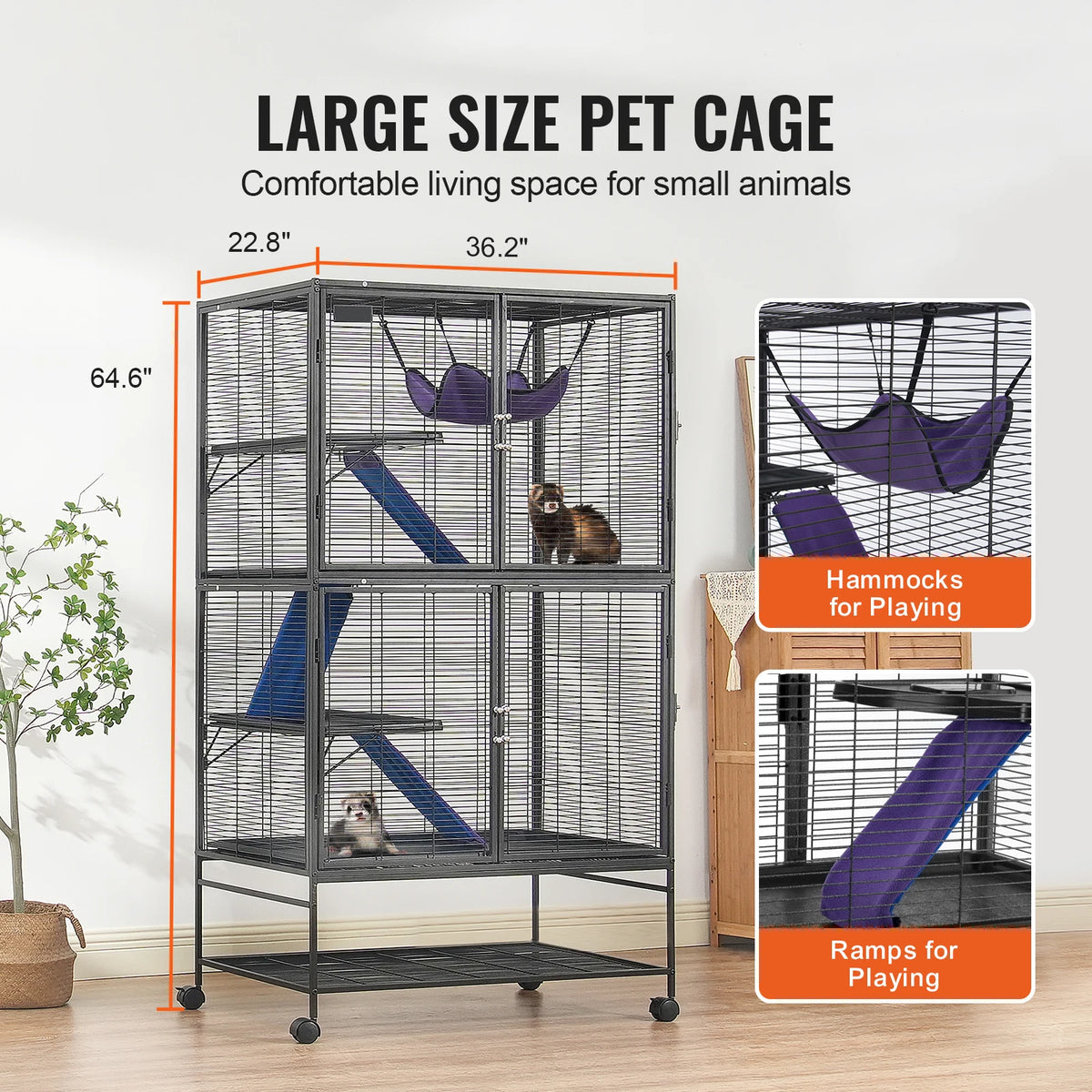 SucceBuy Metal Rolling Small Animal Multi Tier Pet Cage