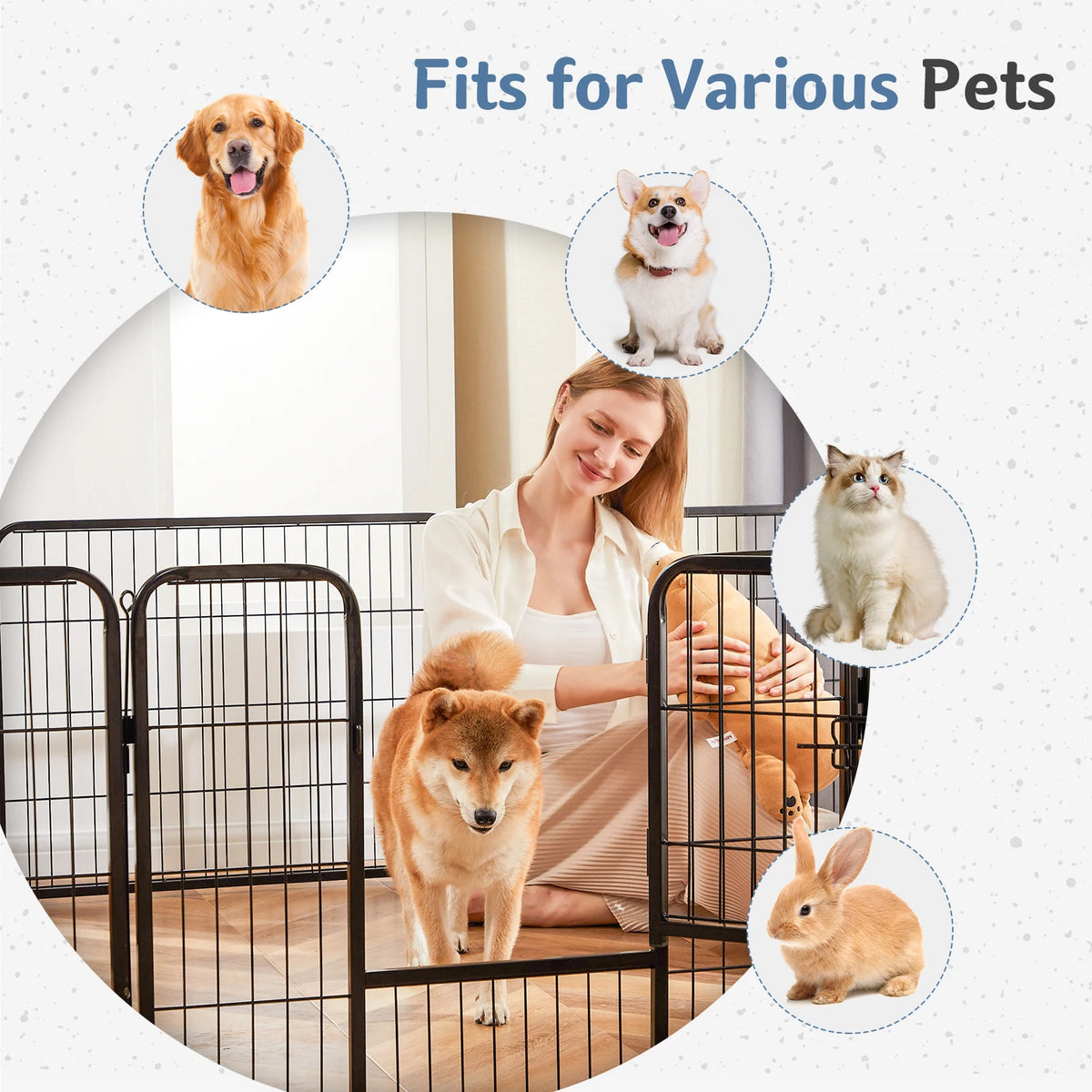 JHK 16 Panels Metal Dog Playpen And Pet Fence