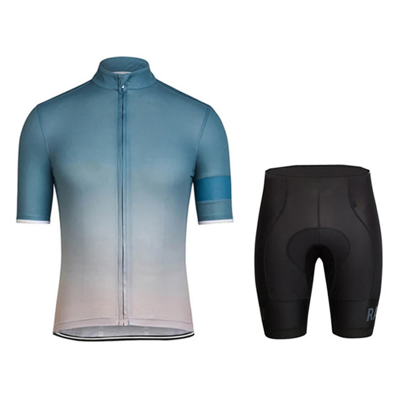 Men's Black Short Sleeve Cycling Jersey Set With GEL Bib Shorts