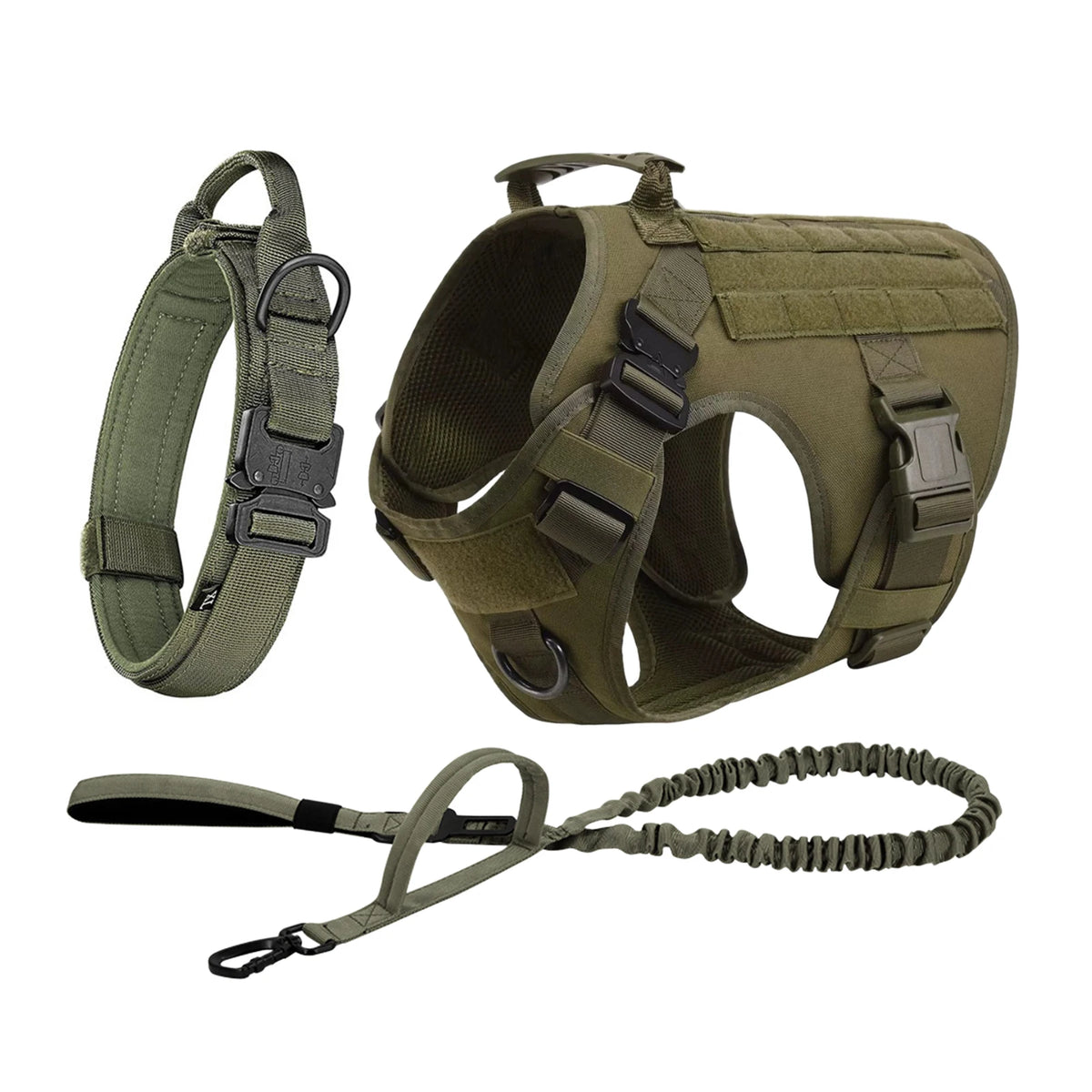 Tactical Padded Dog Harness With Molle Pouches And Quick Release