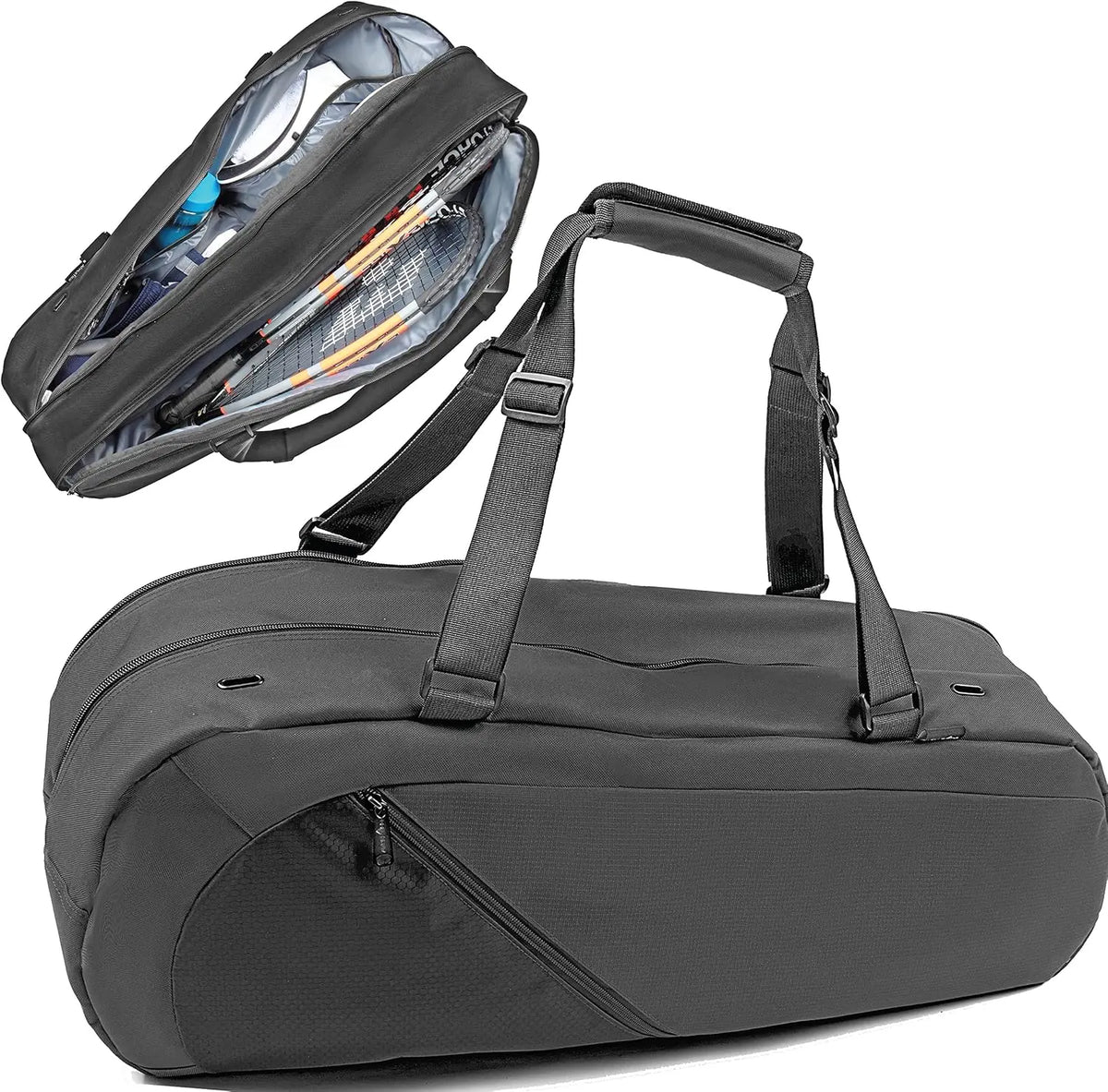 Padded Tennis Racquetball Carry Bag With Double Zipper Protection