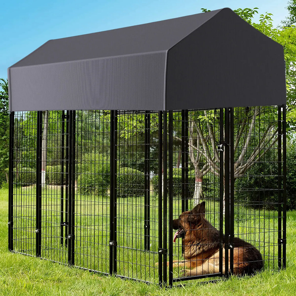 Heavy Duty Metal Dog Kennel With Removable Waterproof Cover