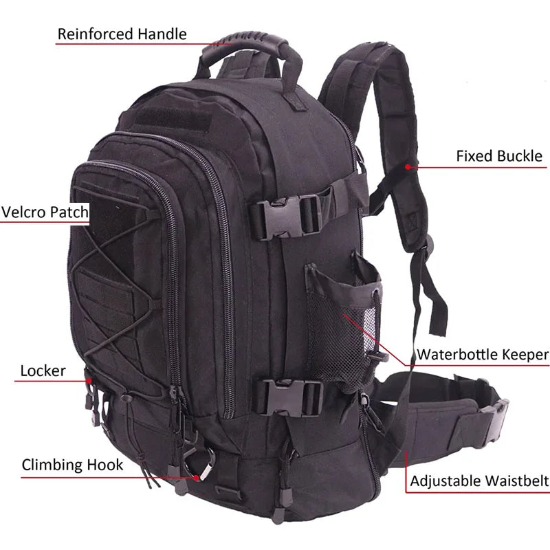 LqArmy 60 Liter Tactical Military Molle Army Assault Rucksack Outdoor Backpack