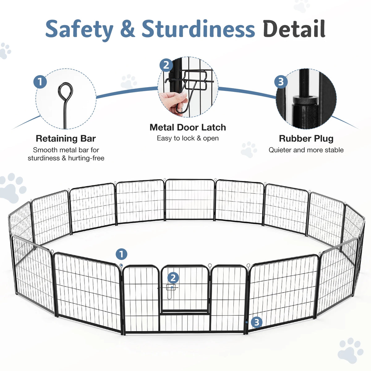 JHK 16 Panels Metal Dog Playpen And Pet Fence