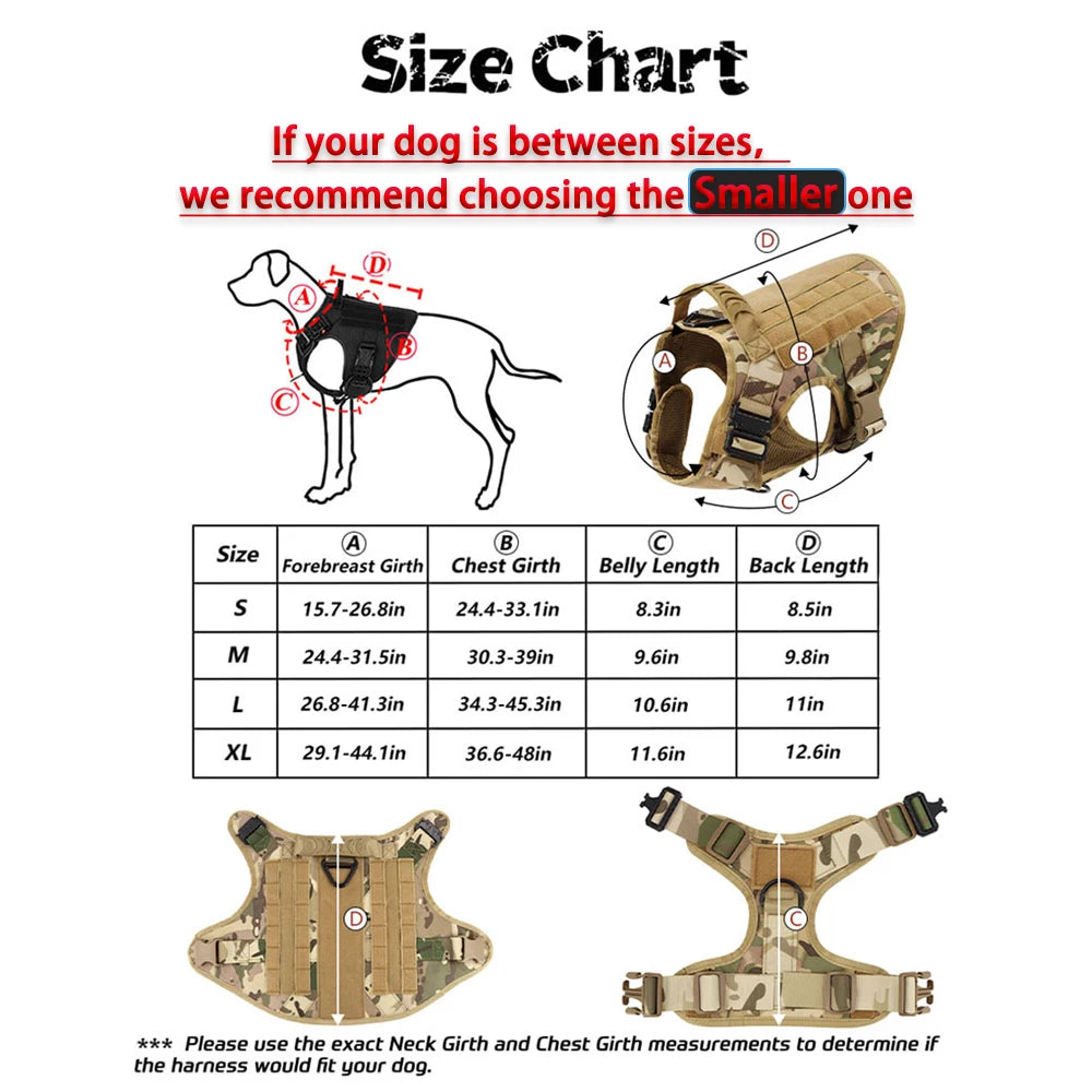 Tactical Dog Harness Leash Set Military Handle For Training
