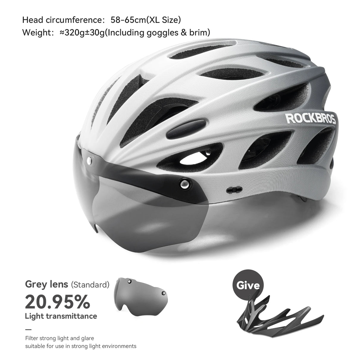 Rockbros Lightweight Cycling Helmet With Goggles For Road Biking