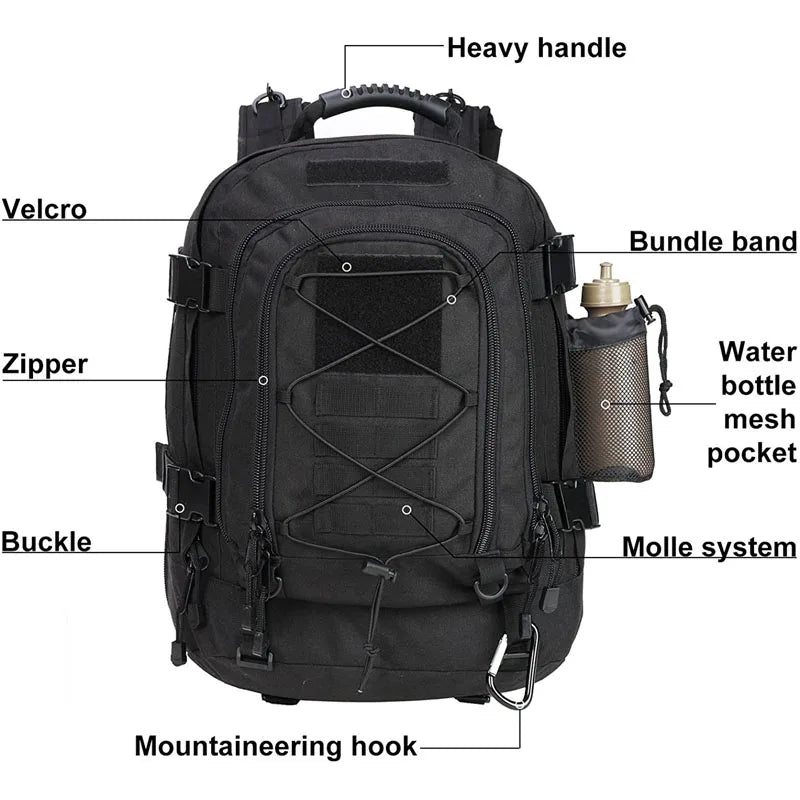 LqArmy 60 Liter Tactical Military Molle Army Assault Rucksack Outdoor Backpack