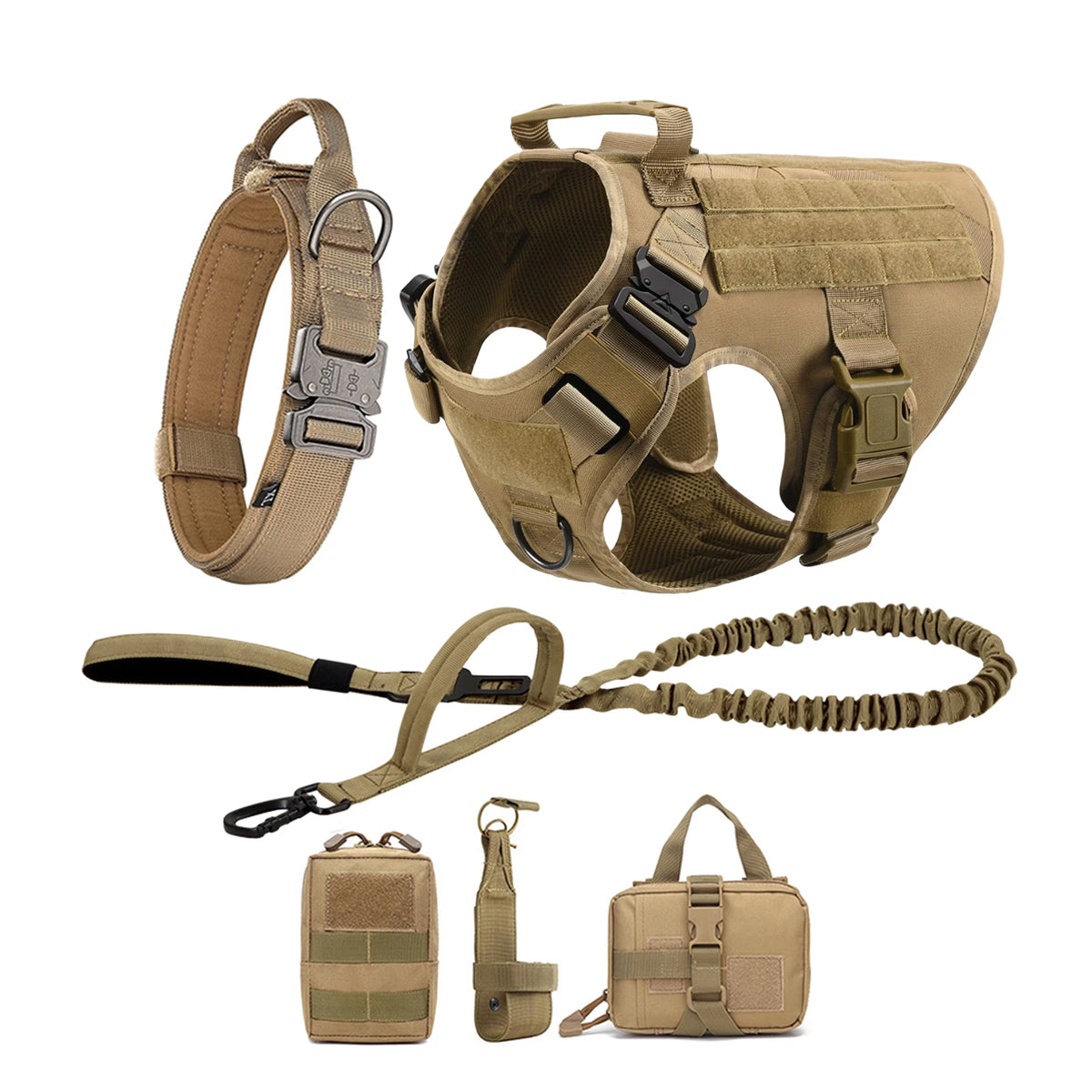 Tactical Padded Dog Harness With Molle Pouches And Quick Release