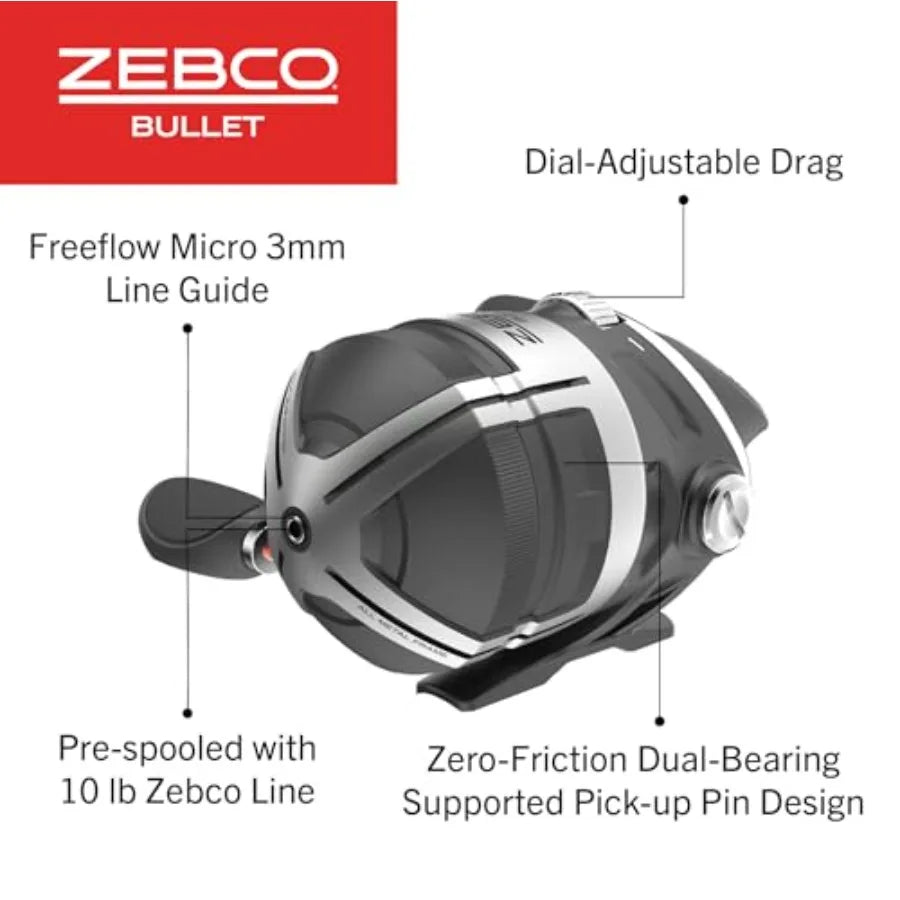 Bullet Spincast Fishing Reel Featuring Solid Brass Pinion Mechanism