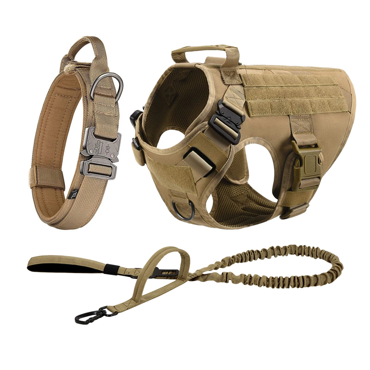 Tactical Padded Dog Harness With Molle Pouches And Quick Release