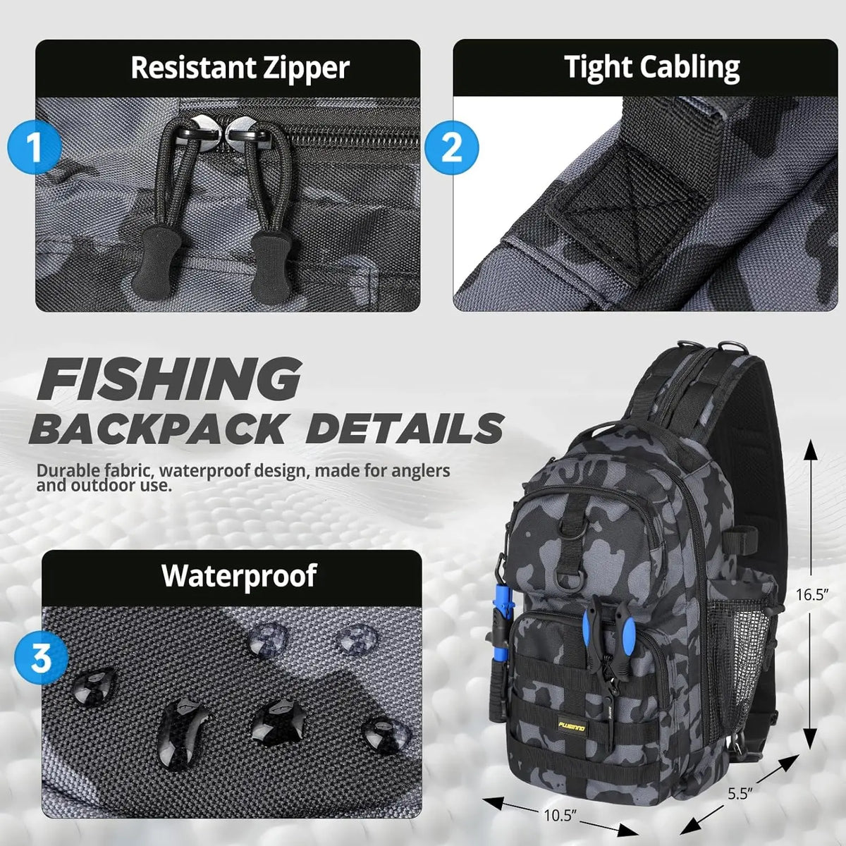 YTYIN Waterproof Fishing Backpack With Rod And Tackle Kit