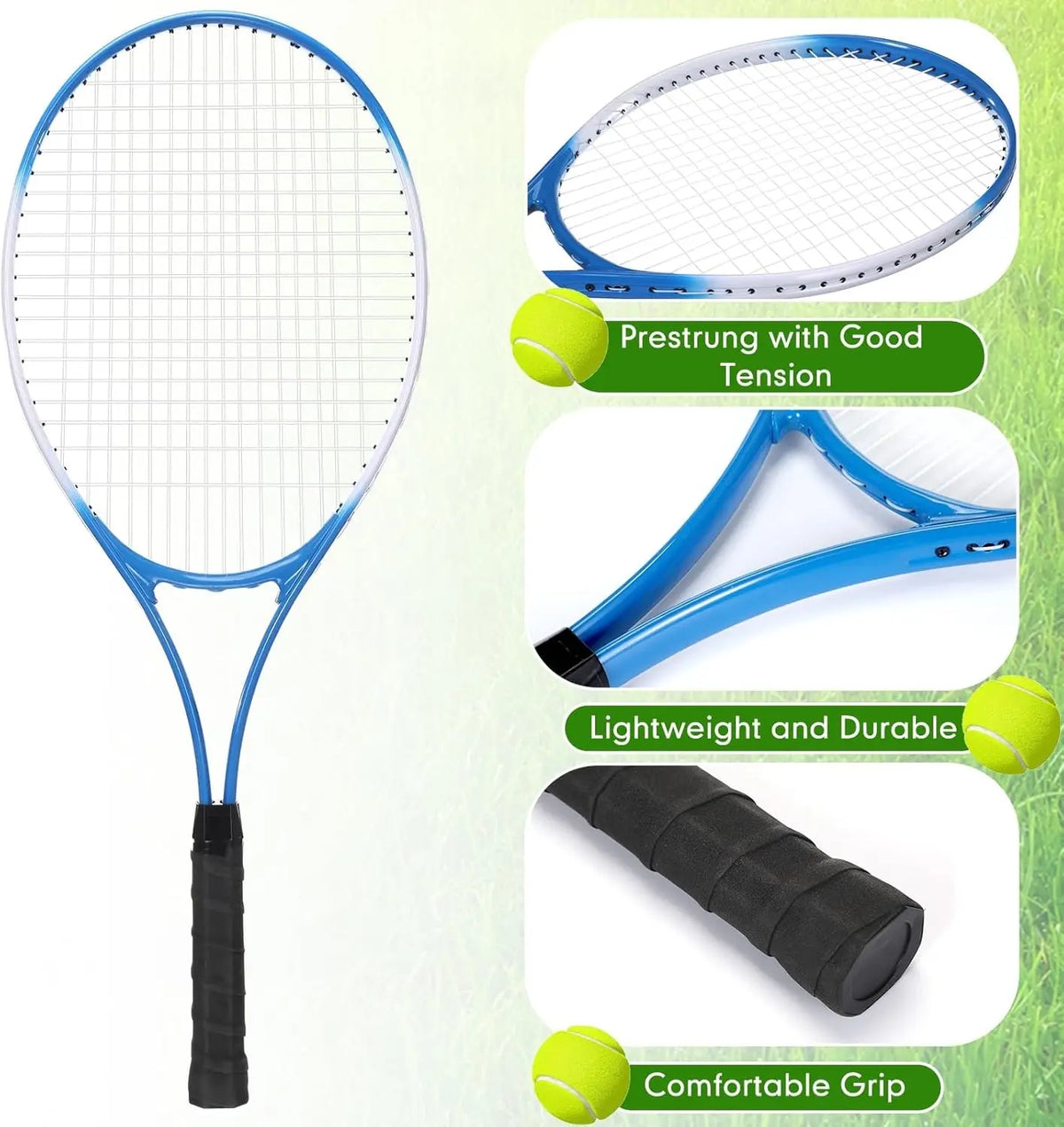 YTYIN Durable Aluminum Prestrung Tennis Rackets For Beginners