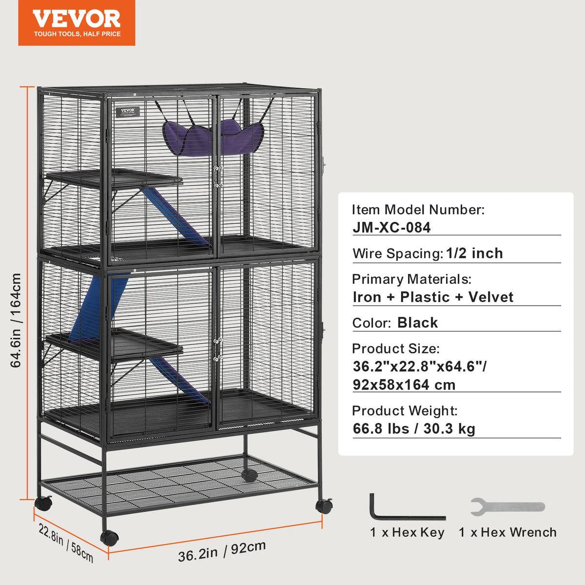 SucceBuy Metal Rolling Small Animal Multi Tier Pet Cage