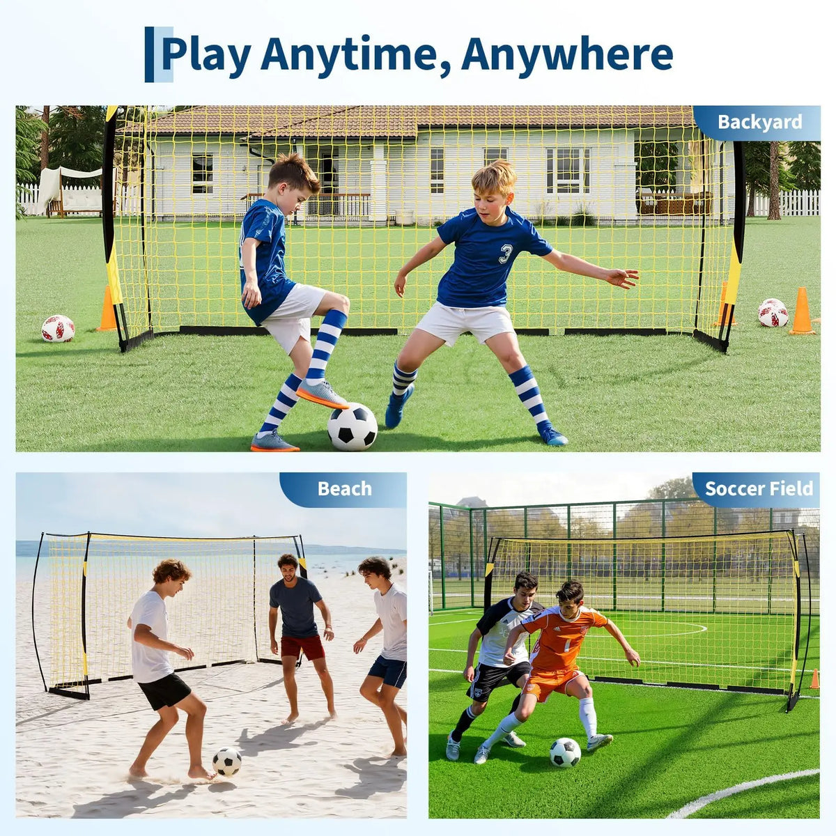 Himiss Heavy Duty Metal Frame Portable 12x6ft Backyard Soccer Goal With Fiberglass Support