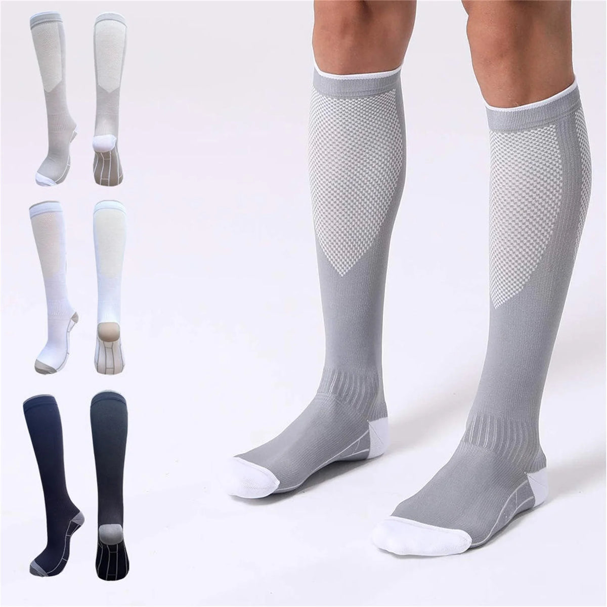 Unisex Nylon Compression Socks 20-30mmHg Knee High Athletic Support