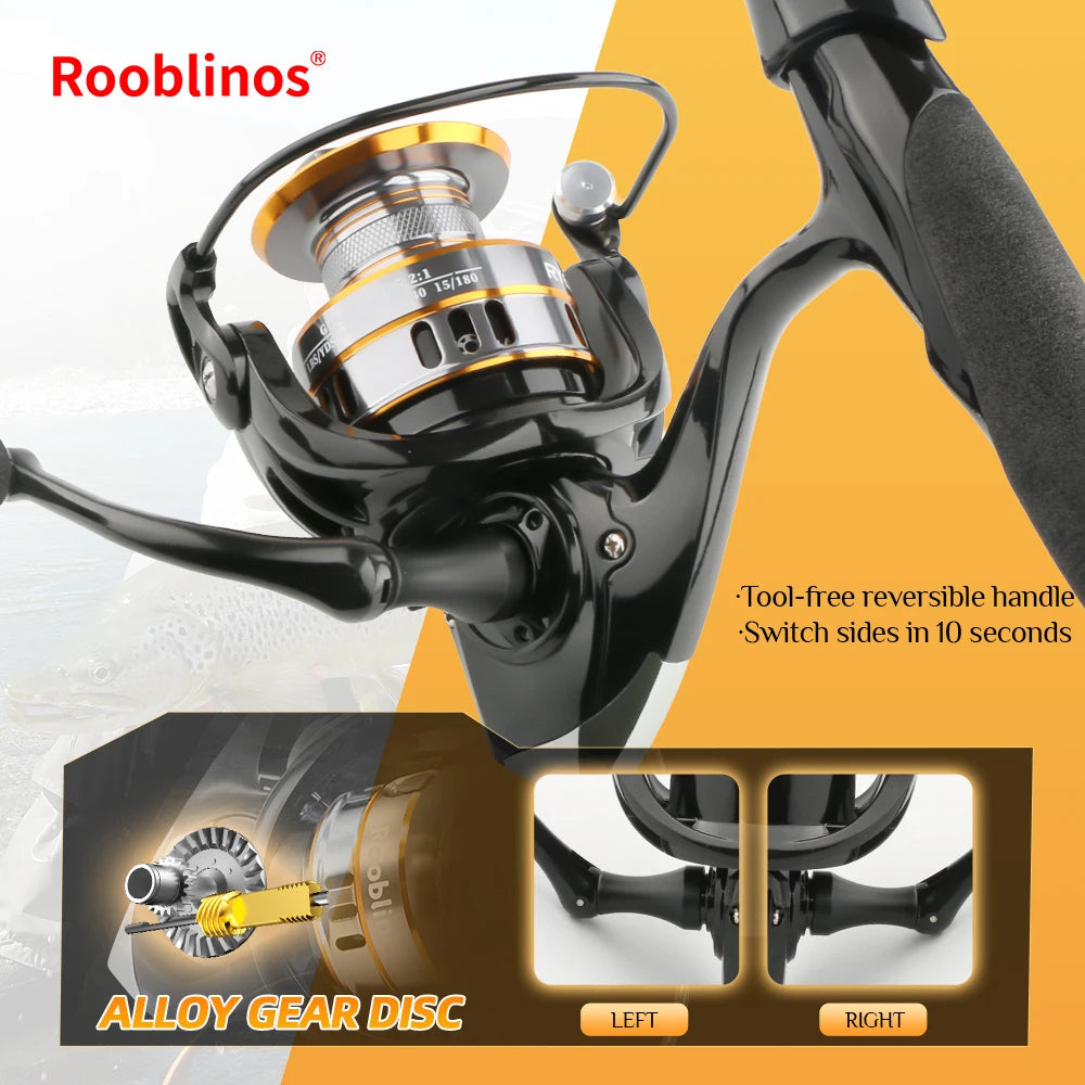 Rooblinos Spinning Fishing Reel With 5.2 Gear Ratio Eva Knob