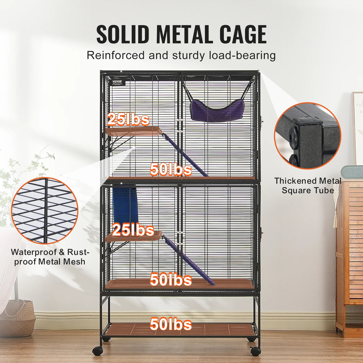 SucceBuy Metal Rolling Small Animal Multi Tier Pet Cage