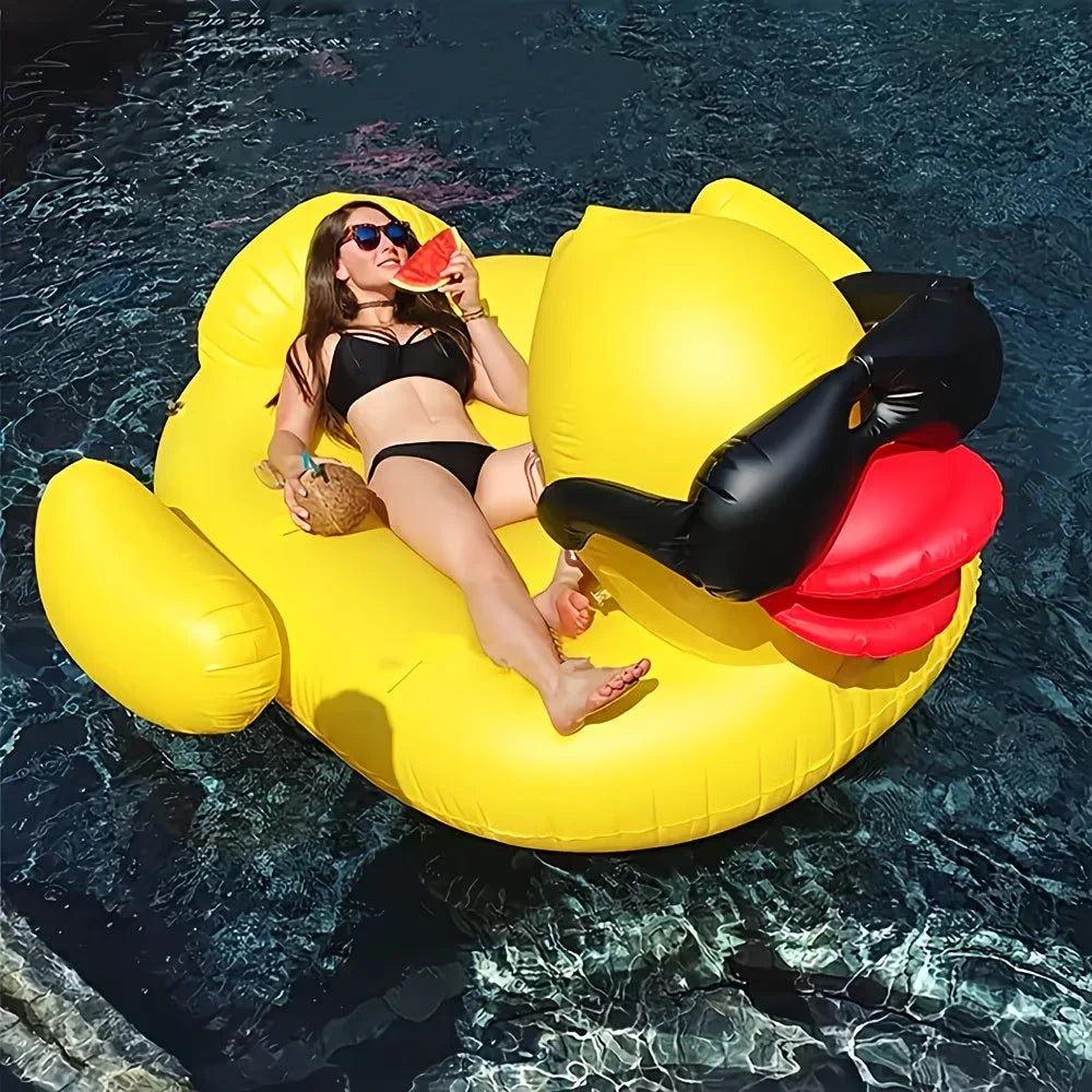 Heavy Duty Anti Rollover Inflatable Yellow Duck Pool Float For Adults