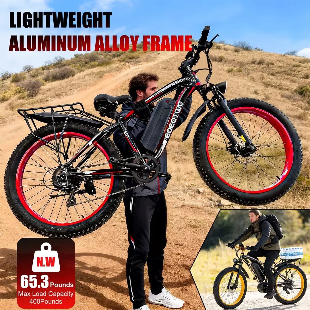 EOEOTWO 1000W Fat Tire Electric Bike With 48V Battery