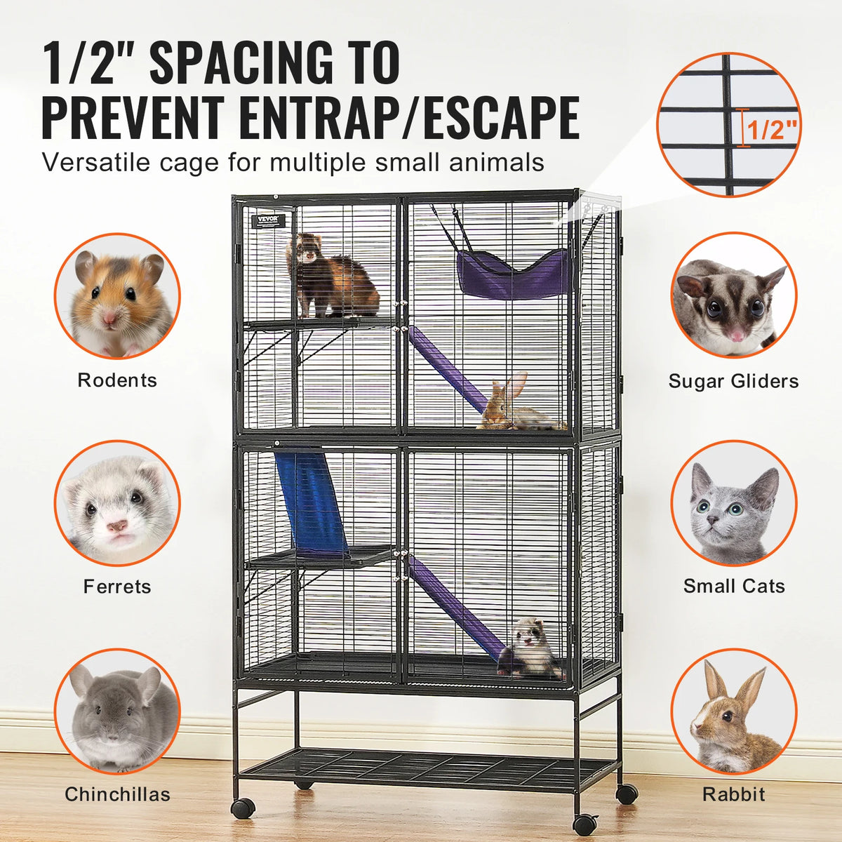 SucceBuy Metal Rolling Small Animal Multi Tier Pet Cage