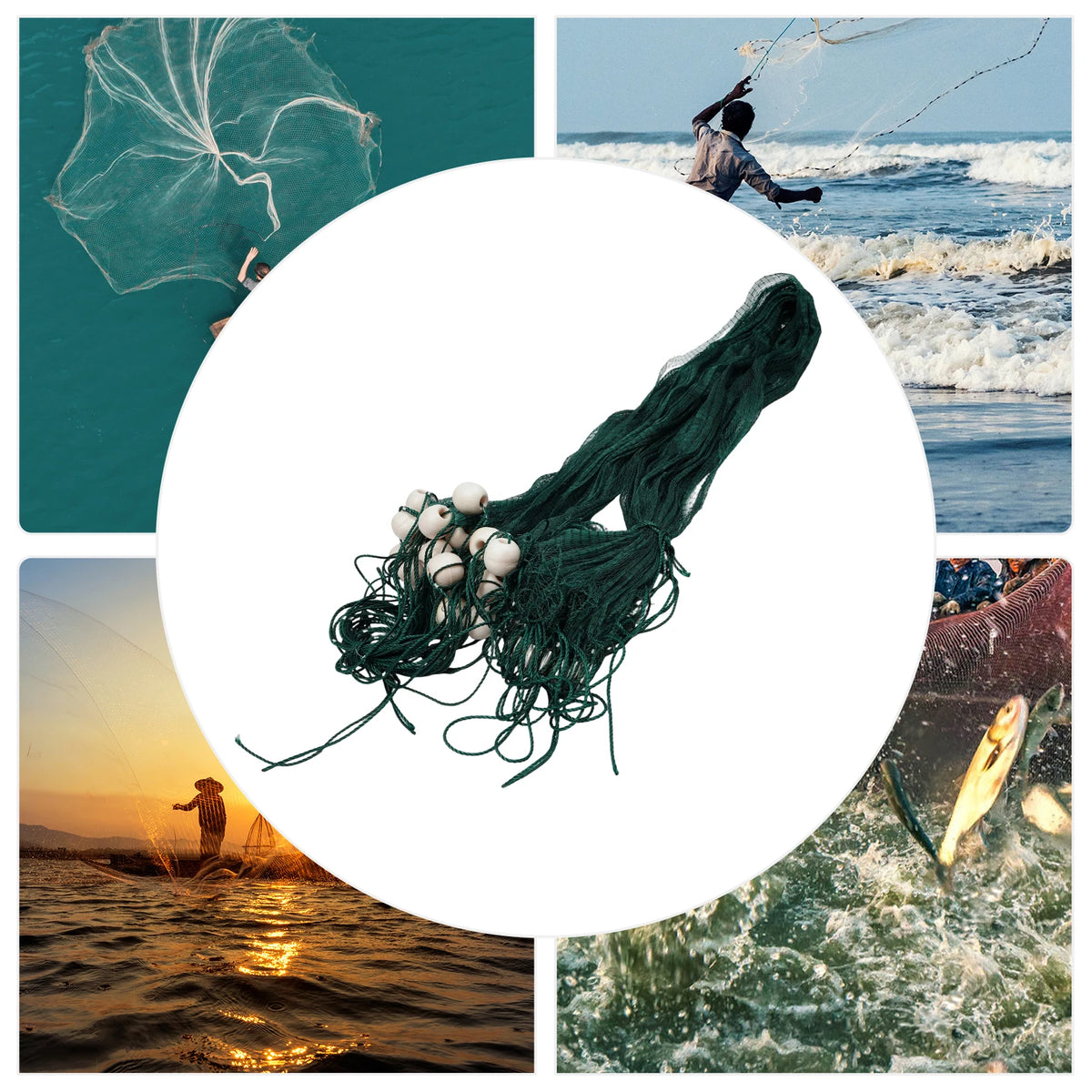 Bymaocar Polyethylene Fishing Drag Net With Floats And Weights