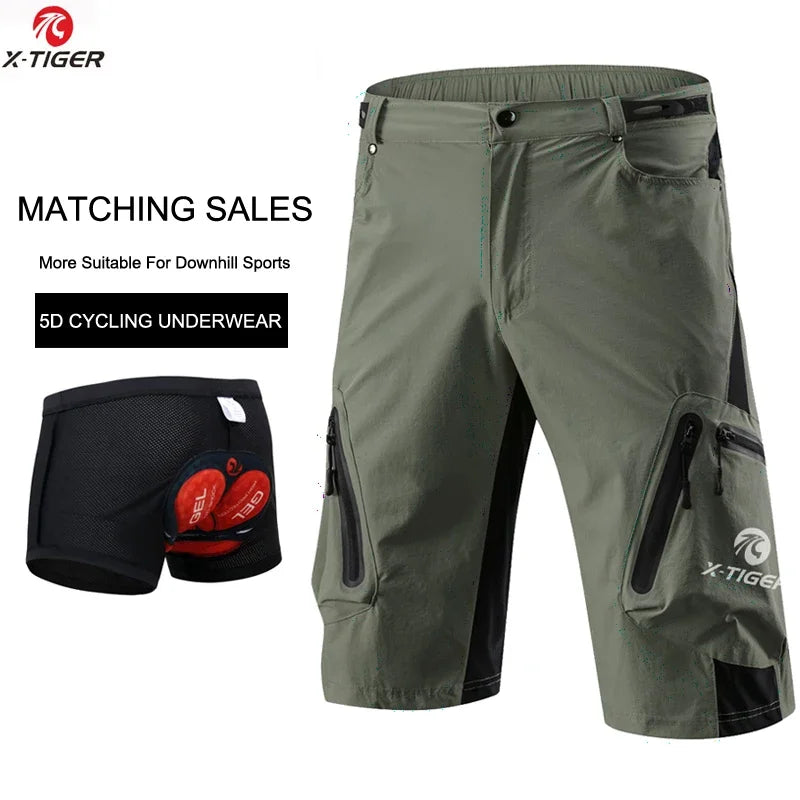 X-TIGER Mens Cycling Shorts With 5D Gel Pad MTB Mountain