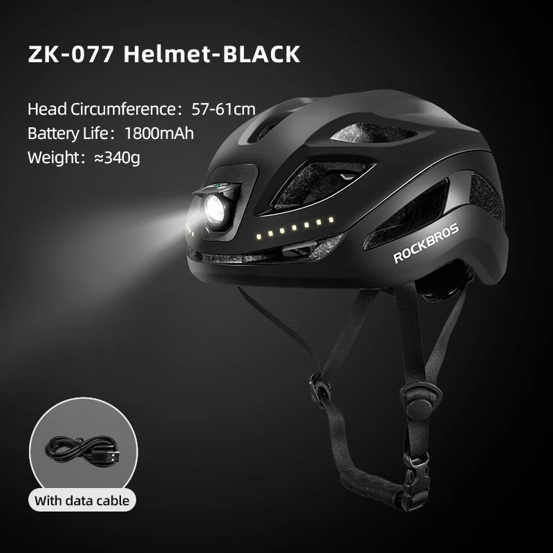Rockbros Cycling Helmet Featuring Built In Rechargeable Led Night Light