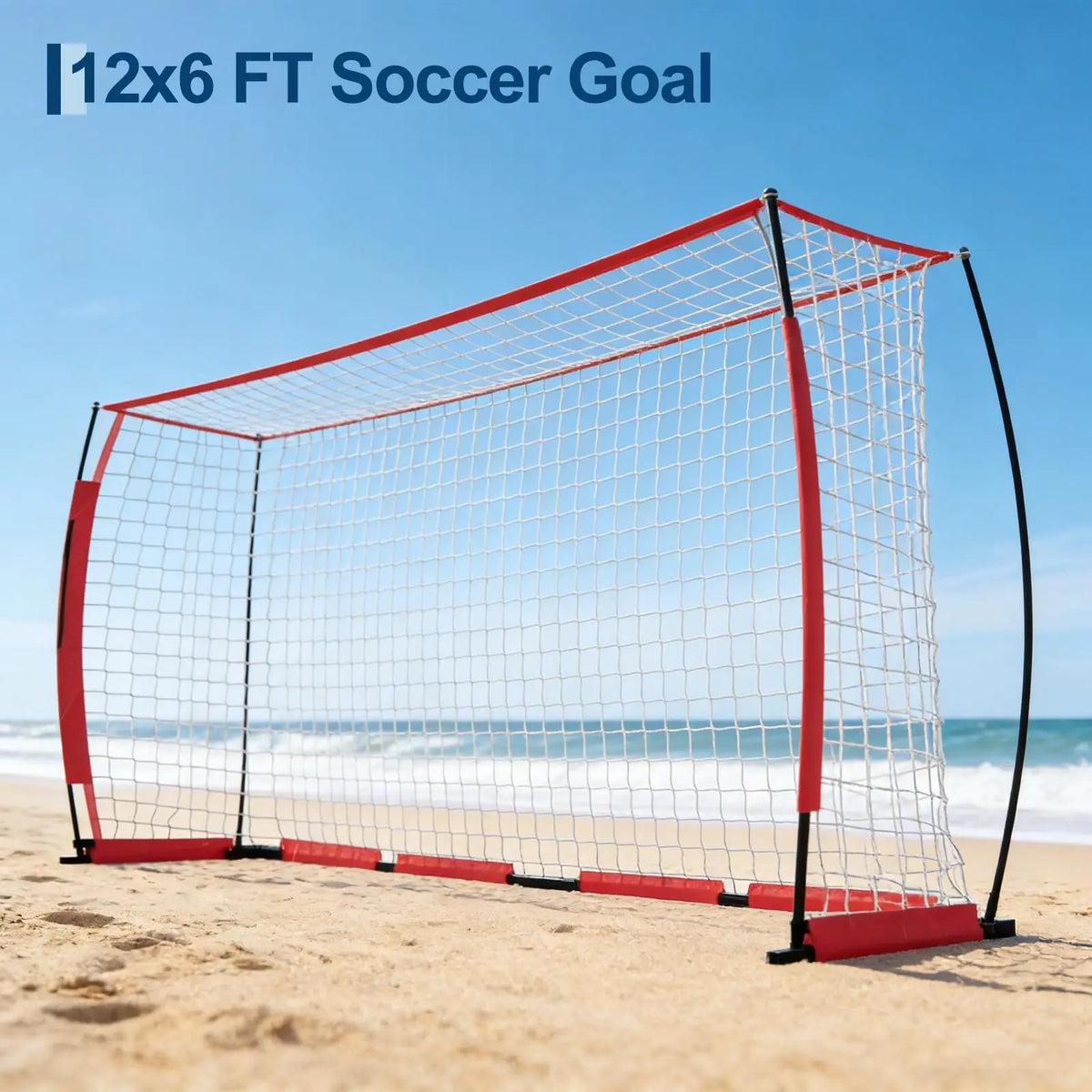 Himiss Heavy Duty Metal Frame Portable 12x6ft Backyard Soccer Goal With Fiberglass Support