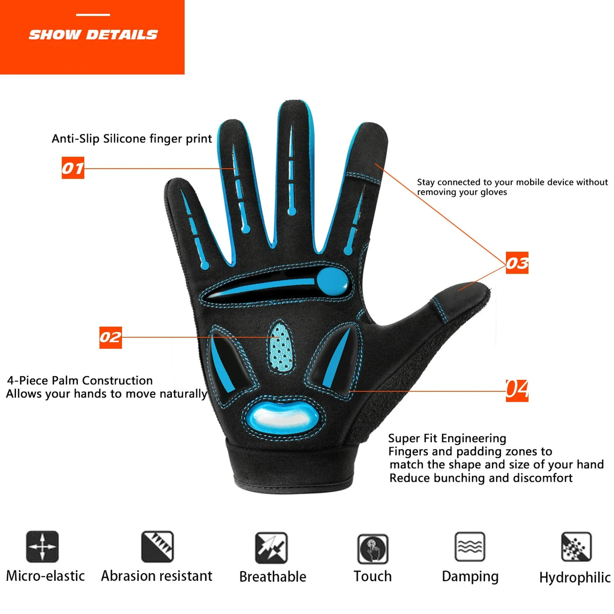 Moreok Breathable Non-Slip Racing Cycling Gloves