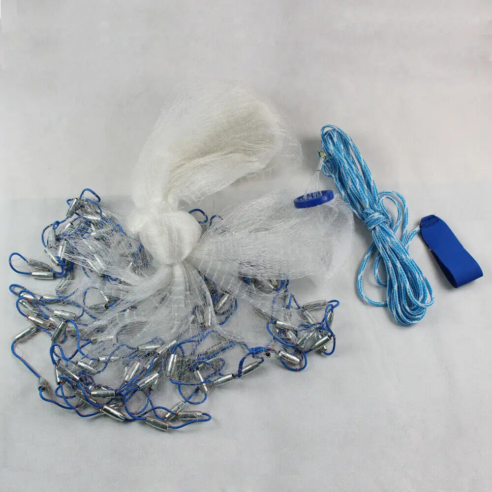 Heavy Duty Monofilament Fishing Cast Net With Steel Sinkers