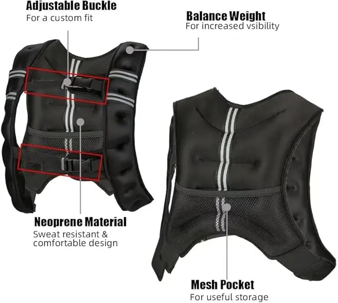 Adjustable Weighted Vest For Outdoor Cardio And Strength Training
