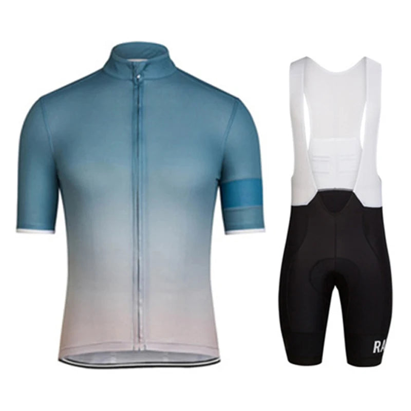 Men's Black Short Sleeve Cycling Jersey Set With GEL Bib Shorts