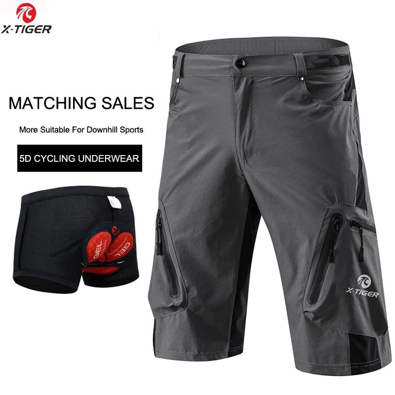 X-TIGER Mens Cycling Shorts With 5D Gel Pad MTB Mountain