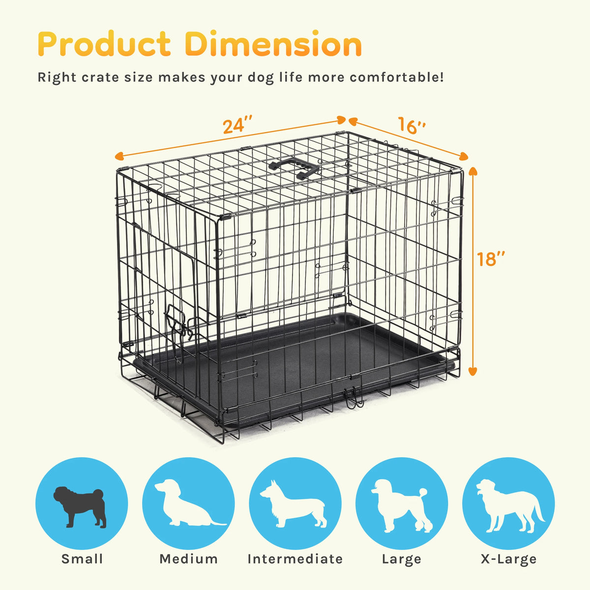 JHK Single Door Folding Metal Wire Pet Kennel Indoor Outdoor