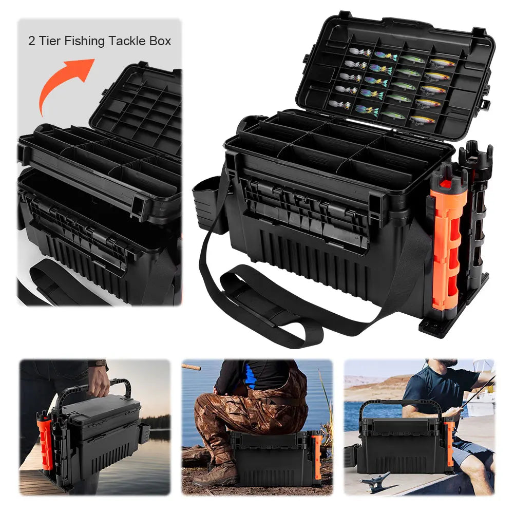 Aliilee Plastic Two Tier Fishing Tackle Storage Box