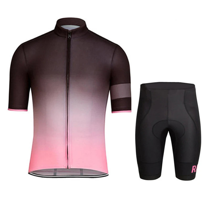 Men's Black Short Sleeve Cycling Jersey Set With GEL Bib Shorts