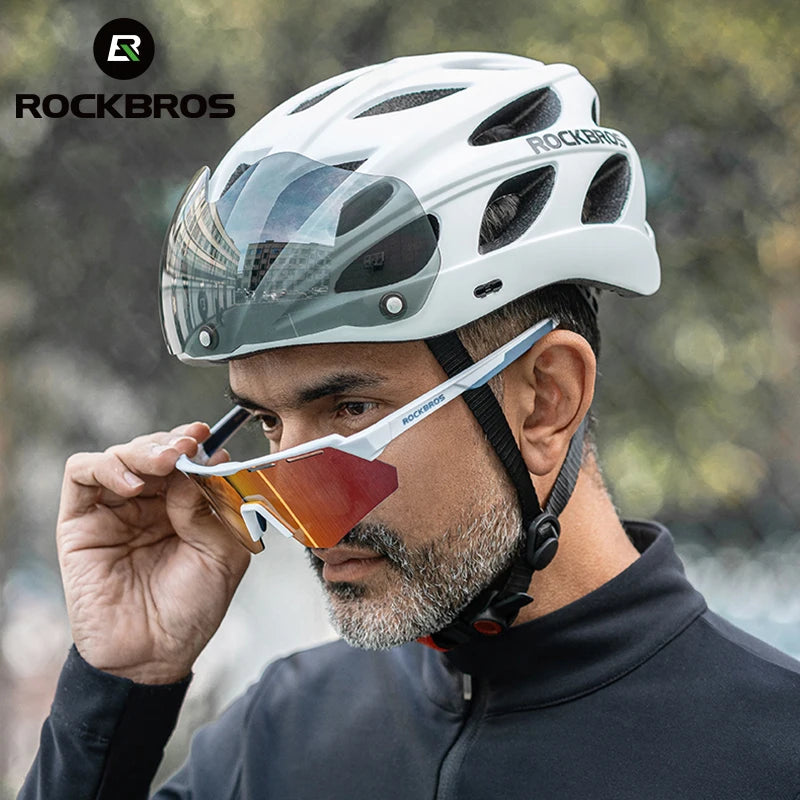 Rockbros Lightweight Cycling Helmet With Goggles For Road Biking