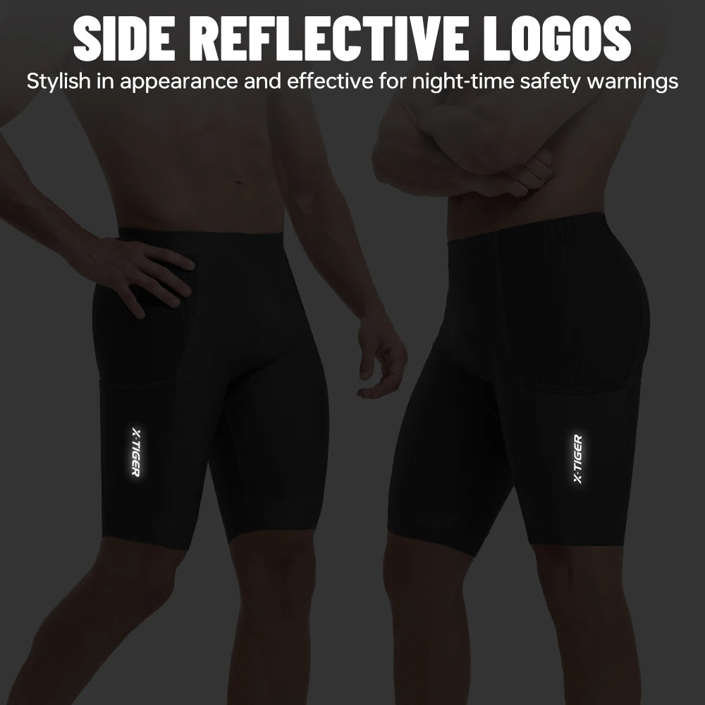 X-Tiger Men's Padded Cycling Shorts For Road And Mountain Biking With Pockets